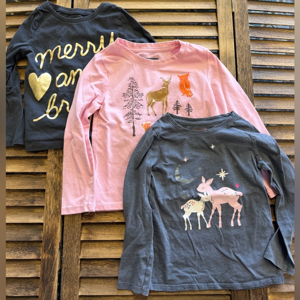 Eddie Bauer Kids Long Sleeve Winter Tee Bundle - Black, Pink, Gray Size 5T